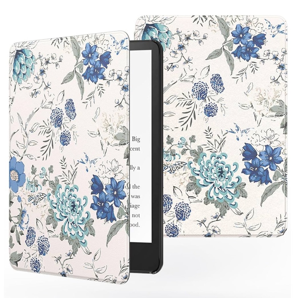 White & Blue Floral Kindle Paperwhite Case | MoKo (2021) - Picture 5 of 5